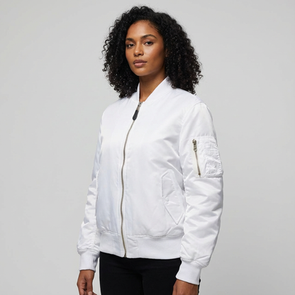 Bomber jacket showing satin sheen detail