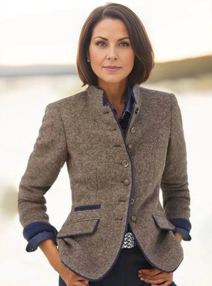 Seraphine contrast-trim tailored blazer for women