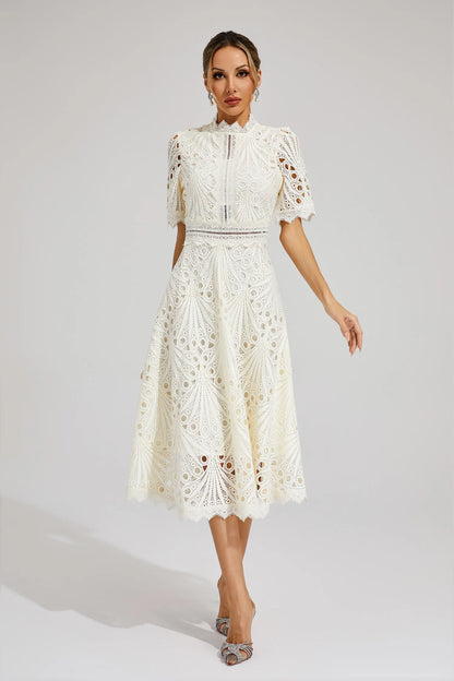 Wynne | Lace Scoop-Neck Wedding Guest Midi Dress