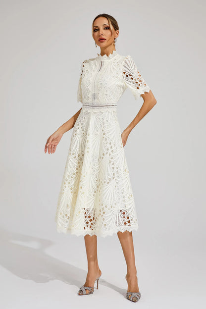 Wynne | Lace Scoop-Neck Wedding Guest Midi Dress