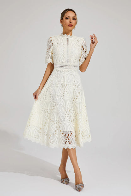 Wynne | Lace Scoop-Neck Wedding Guest Midi Dress