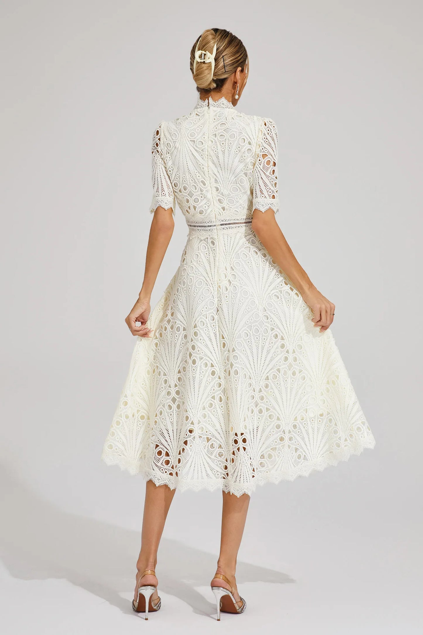 Wynne | Lace Scoop-Neck Wedding Guest Midi Dress
