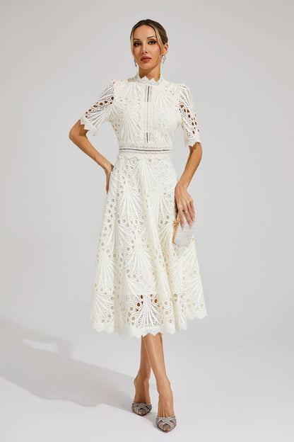 Wynne | Lace Scoop-Neck Wedding Guest Midi Dress