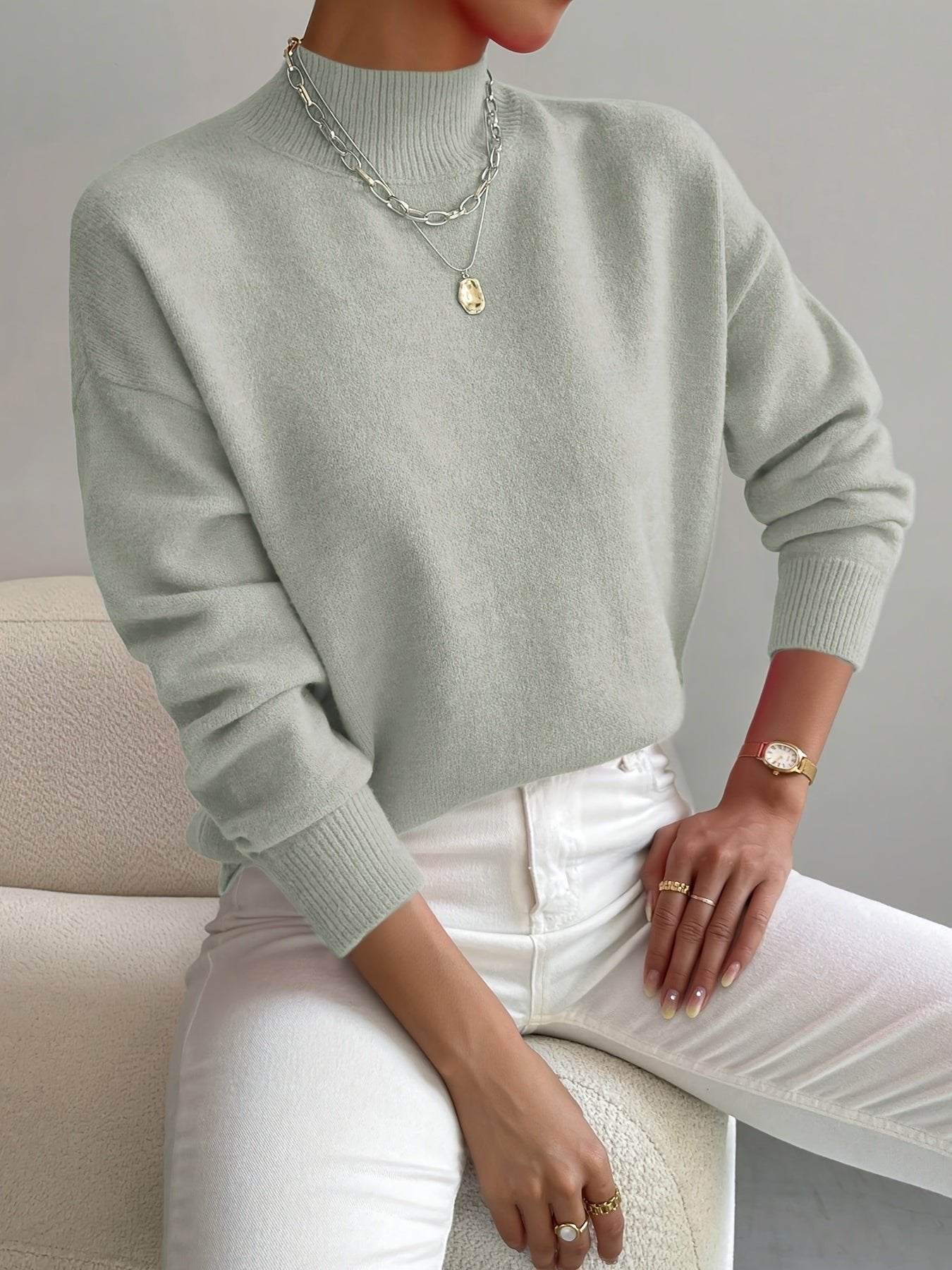 Oriel women's mock-neck relaxed-fit sweater