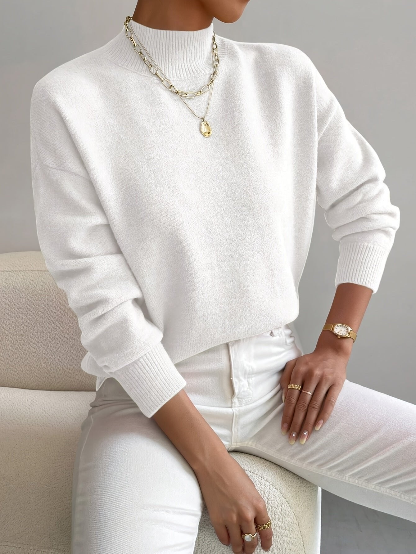 Oriel women's mock-neck relaxed-fit sweater