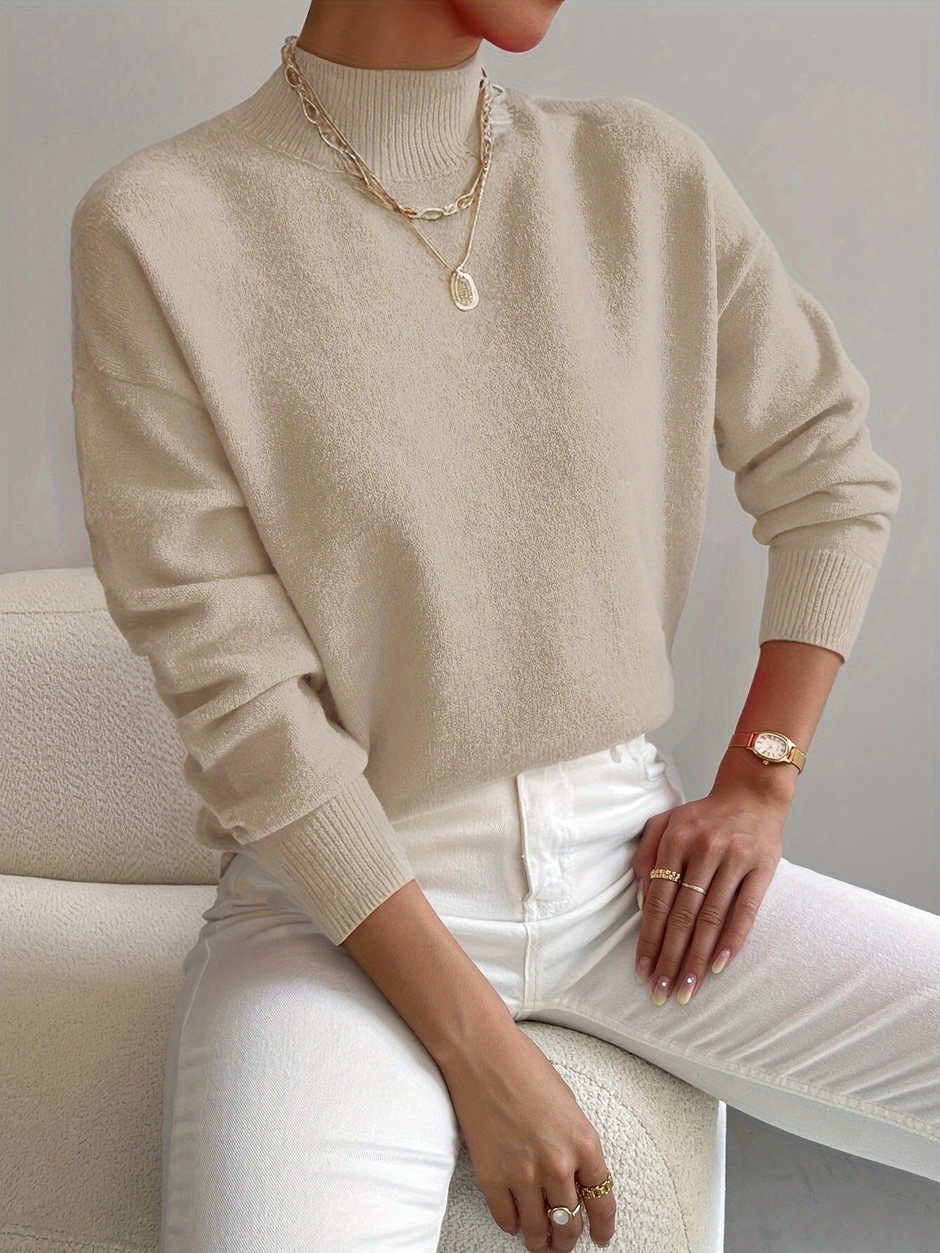 Oriel women's mock-neck relaxed-fit sweater
