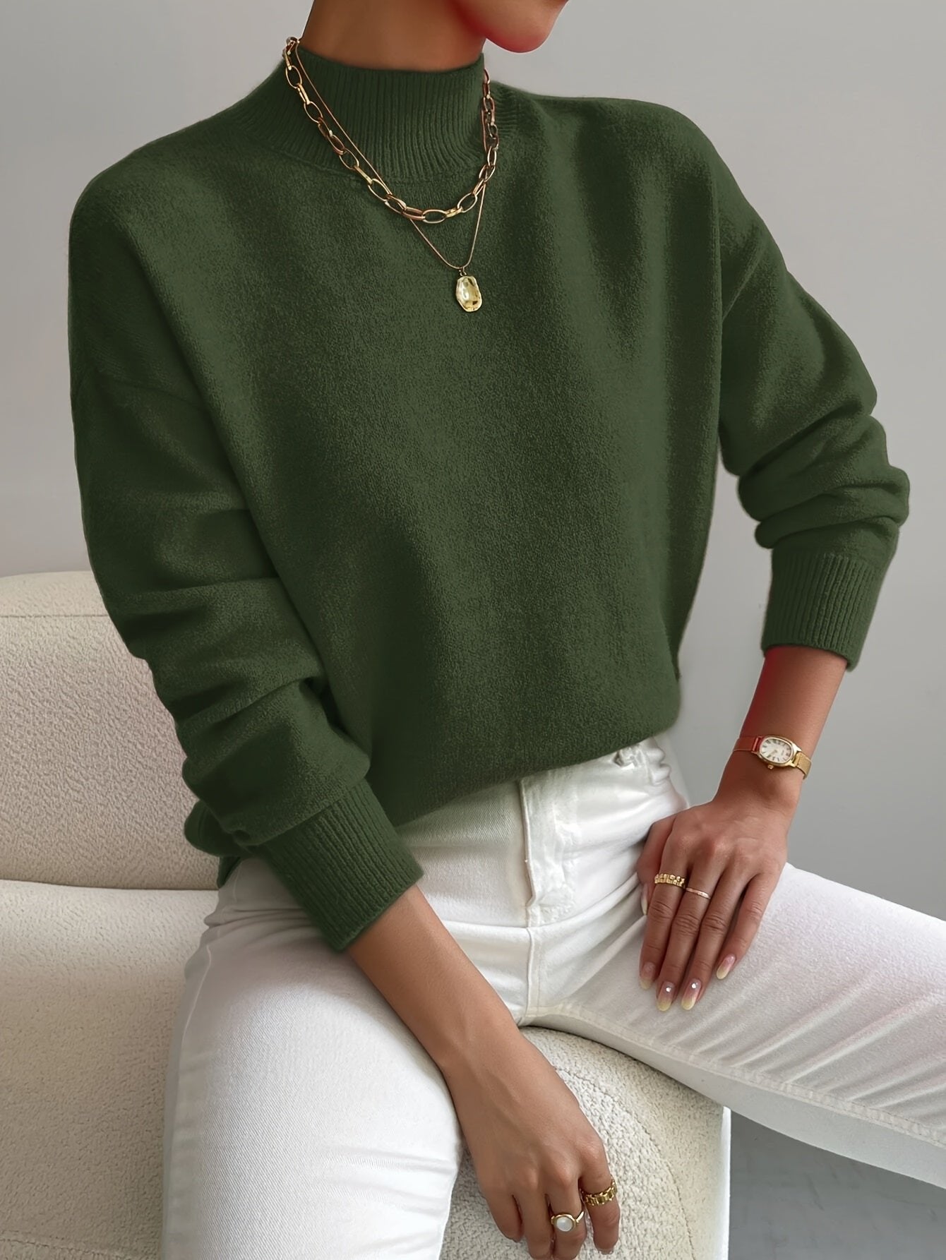 Oriel women's mock-neck relaxed-fit sweater