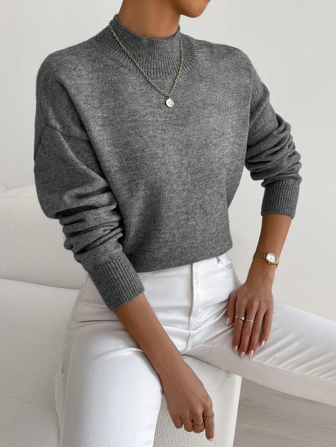 Oriel women's mock-neck relaxed-fit sweater