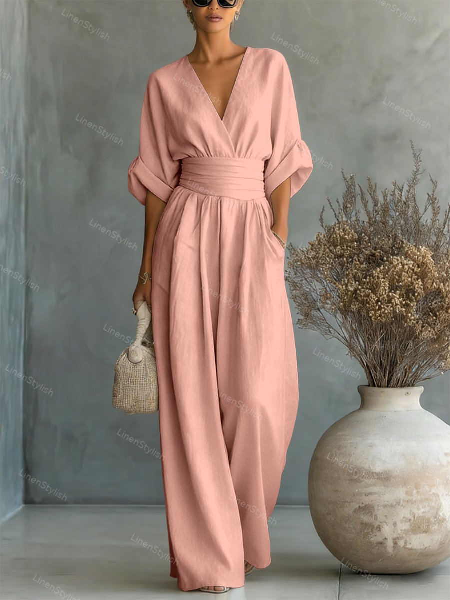 V-neck slim fit jumpsuit, additional view
