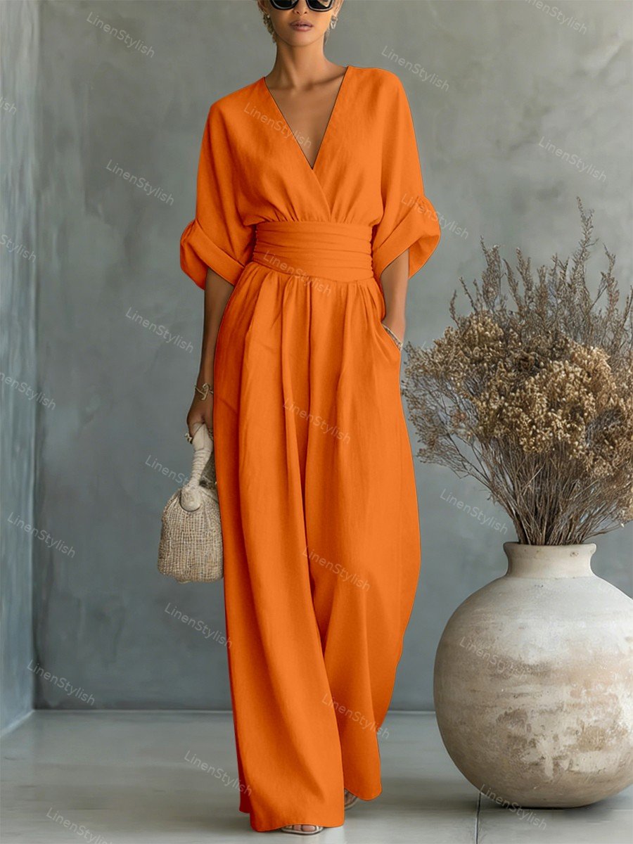V-neck tailored jumpsuit, further view