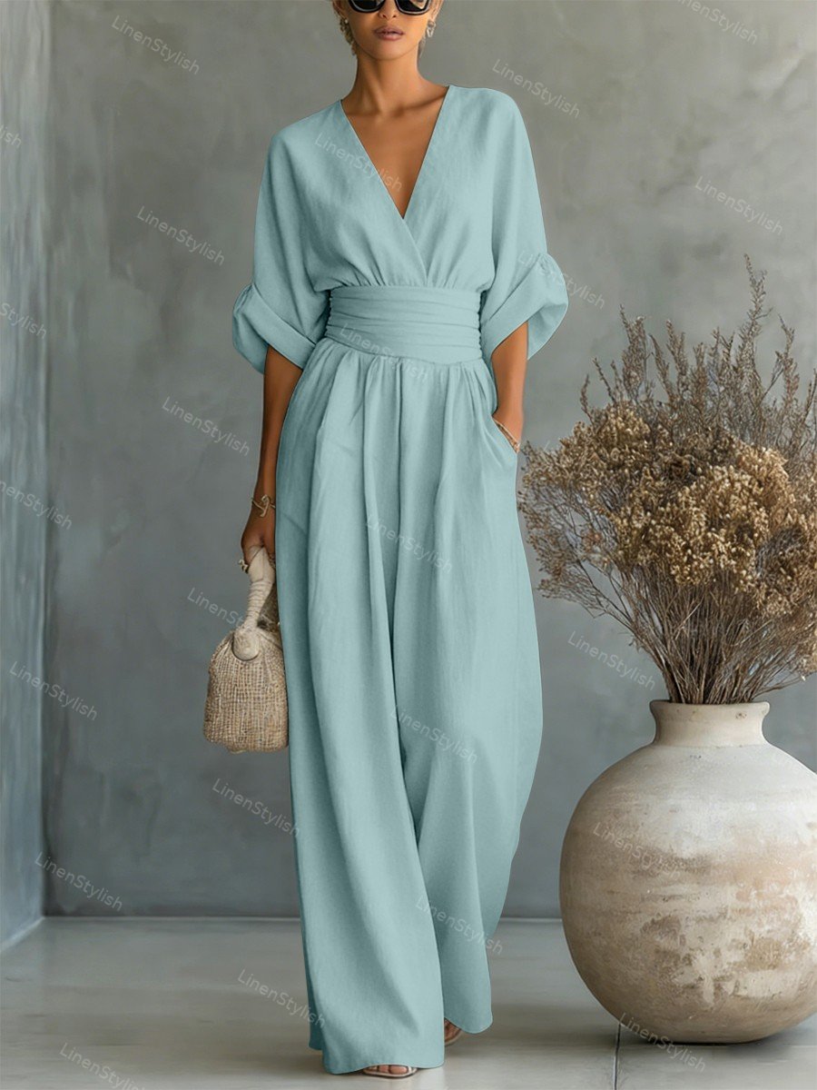 Slim fit jumpsuit showing fabric detail