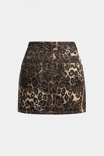 Monique leopard print mini skirt side view