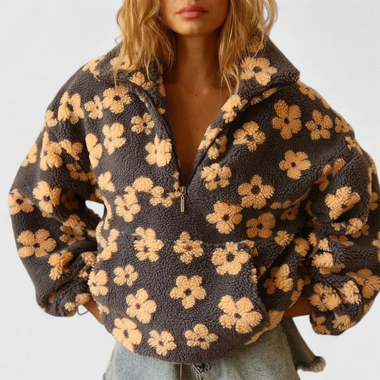 Delyse floral half-zip sweater for women