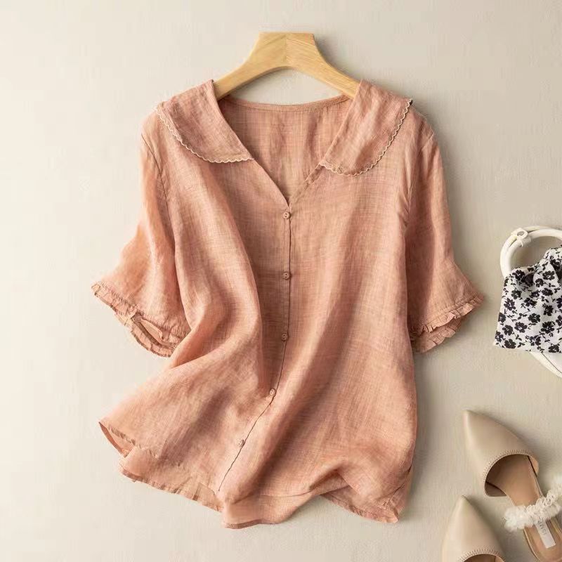 Christine | Classic Button Scallop Collar Blouse