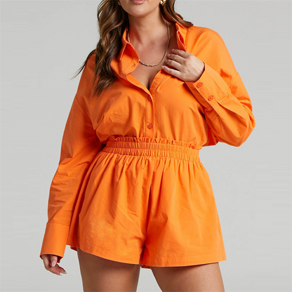 Sunny | Oversized Shirt and High-Rise Shorts Set