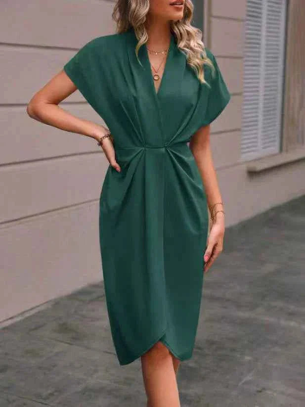 Wynn | V-Neck Wrap Midi Dress with Slit