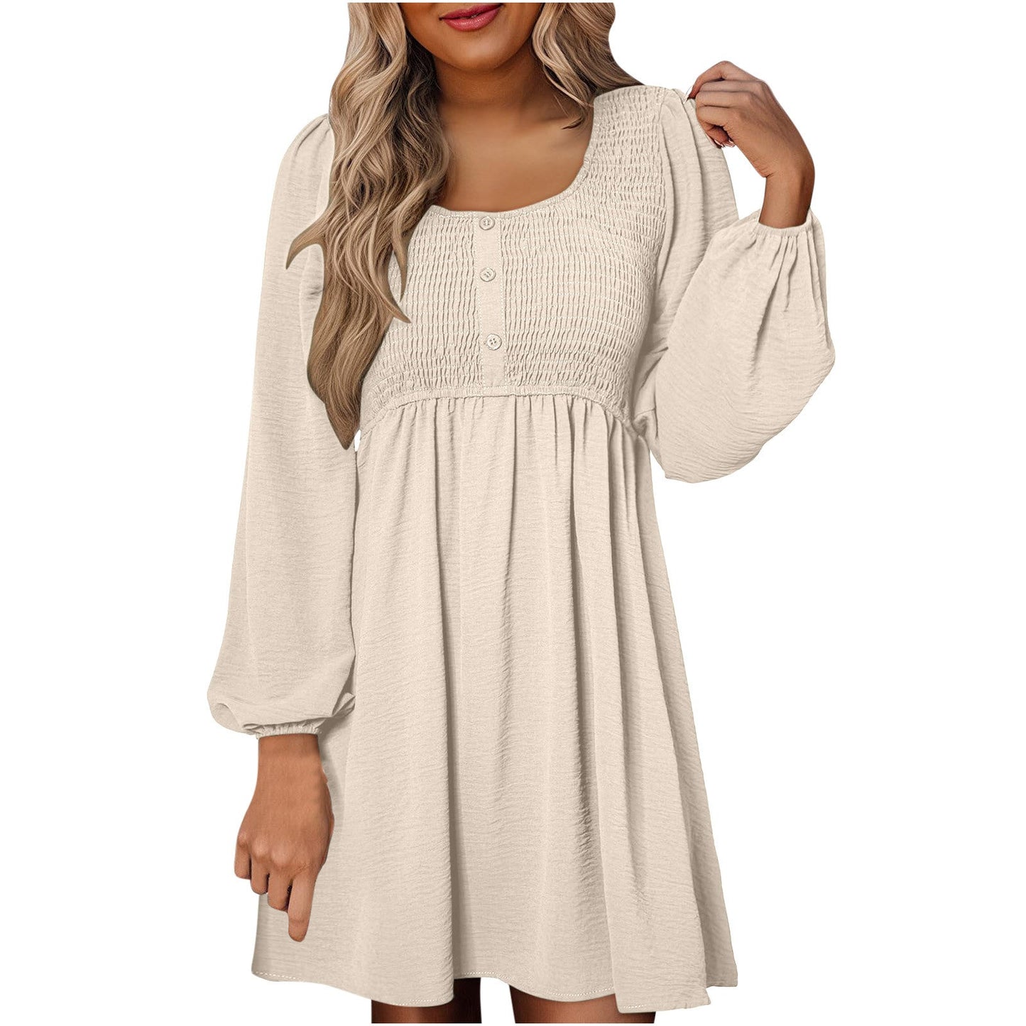 Aveline | Smocked Empire Waist Long Sleeve Mini Dress