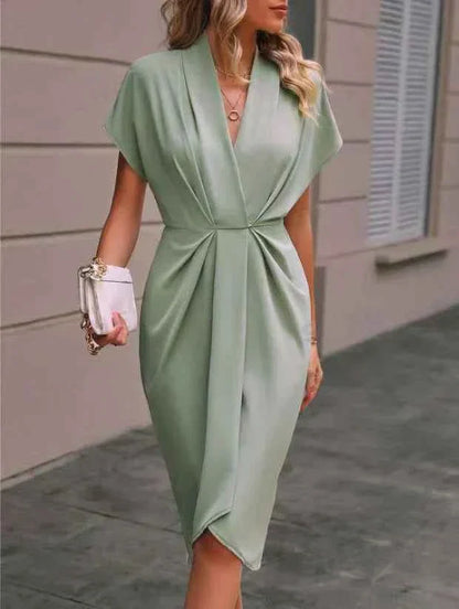 Wynn | V-Neck Wrap Midi Dress with Slit