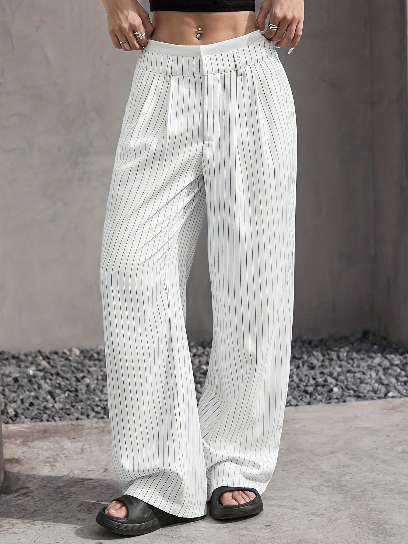 Striped wide-leg trousers, alternate angle