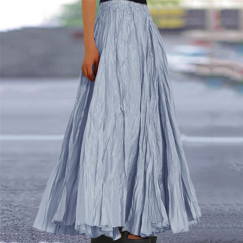 Crinkle pleated maxi skirt, full-length view