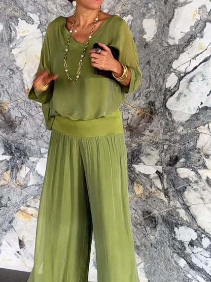Aveline | Draped Wide-Leg Two-Piece Set