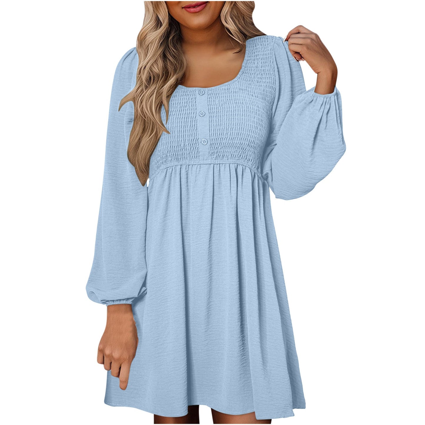 Aveline | Smocked Empire Waist Long Sleeve Mini Dress