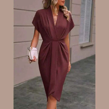 Wynn | V-Neck Wrap Midi Dress with Slit