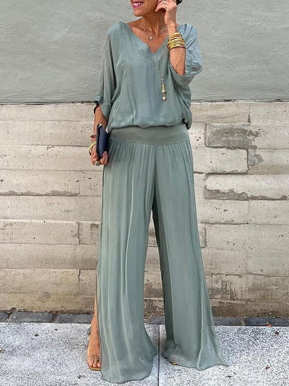 Aveline | Draped Wide-Leg Two-Piece Set