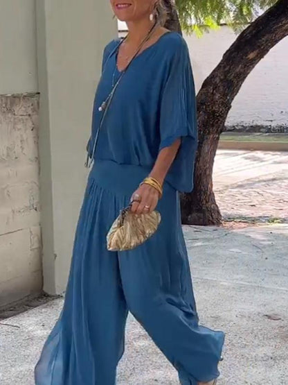 Aveline | Draped Wide-Leg Two-Piece Set