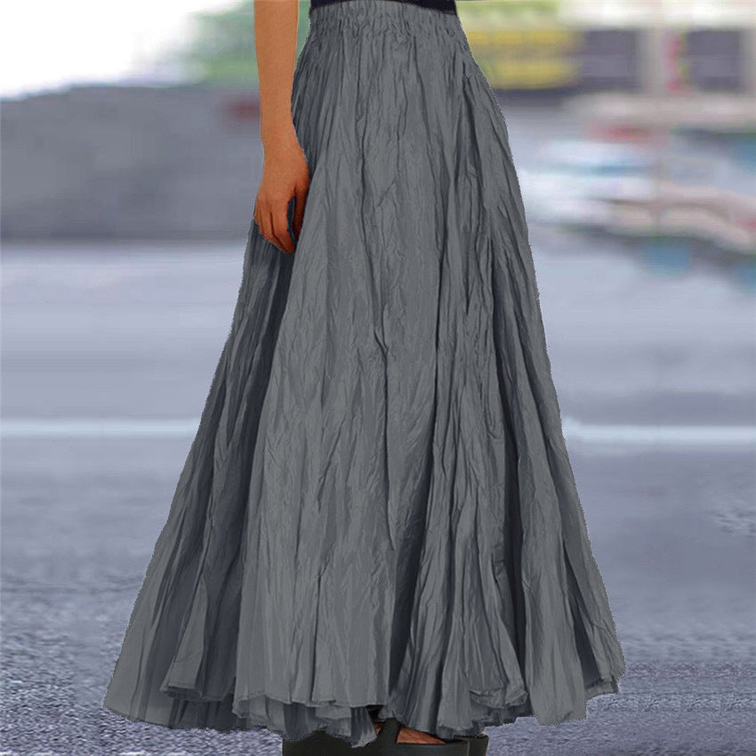 A-line crinkle pleated maxi skirt, colour variation
