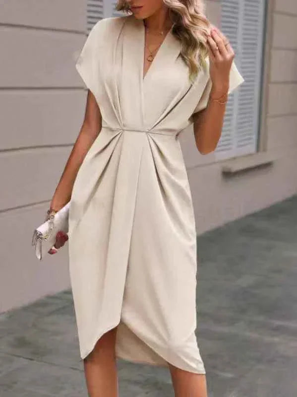 Wynn | V-Neck Wrap Midi Dress with Slit
