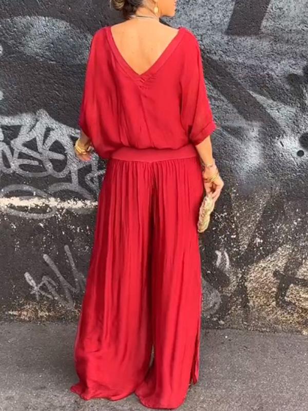 Aveline | Draped Wide-Leg Two-Piece Set