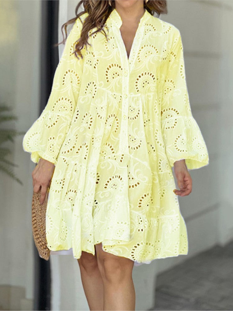Gathered long sleeve mini dress detail