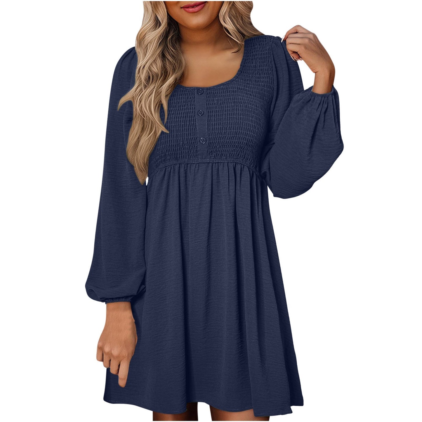 Aveline | Smocked Empire Waist Long Sleeve Mini Dress