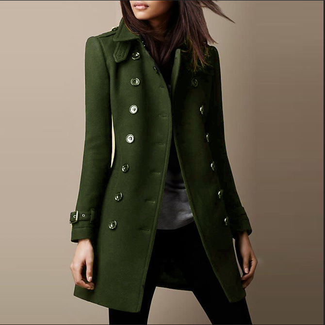 Endellion women's double-breasted mid-length trench coat