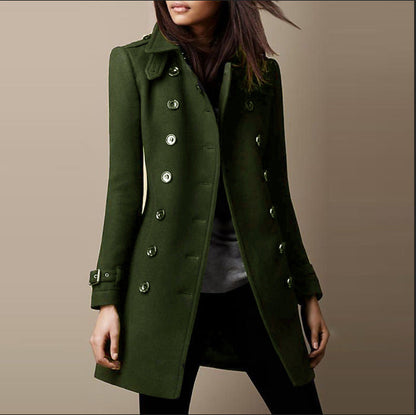 Endellion women's double-breasted mid-length trench coat