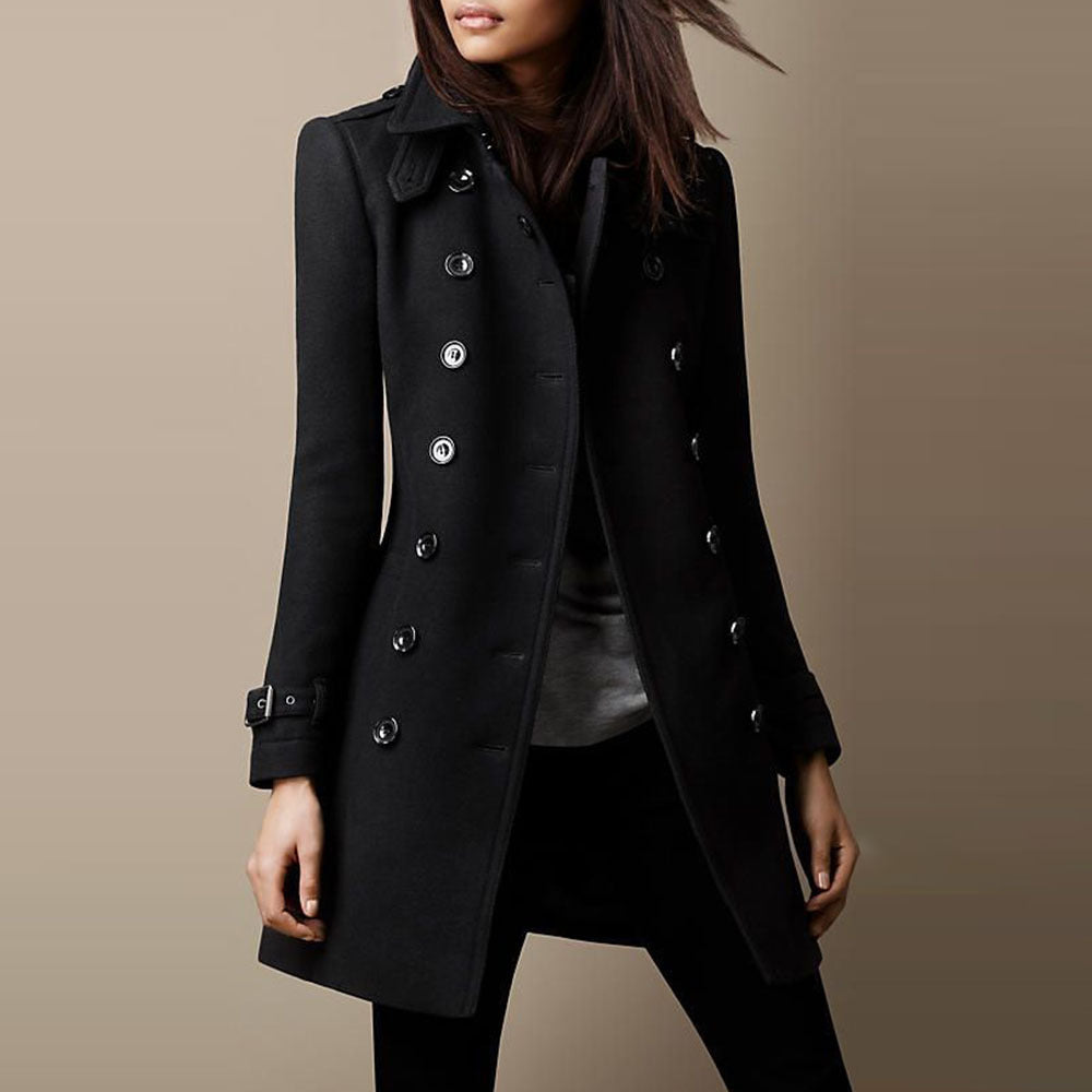 Endellion women's double-breasted mid-length trench coat