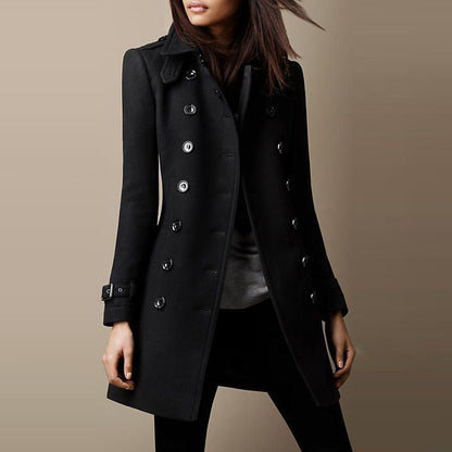 Endellion women's double-breasted mid-length trench coat