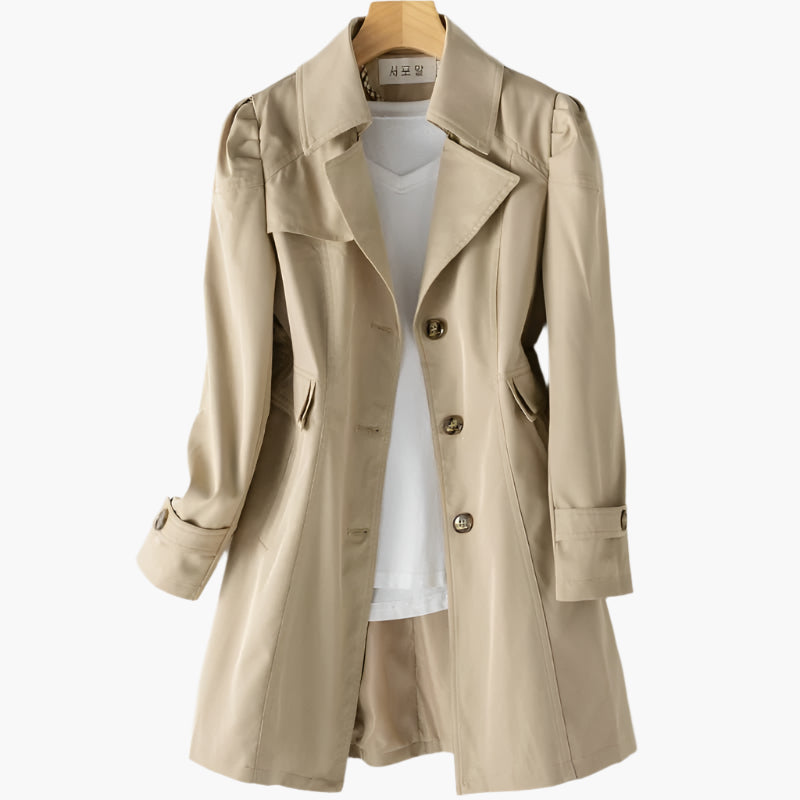 Trench coat showing pocket and stitching detail