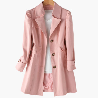Slim tailored trench coat, full-length view