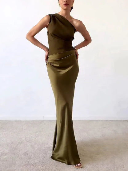 Ondine | One Shoulder Pleated Maxi Dress