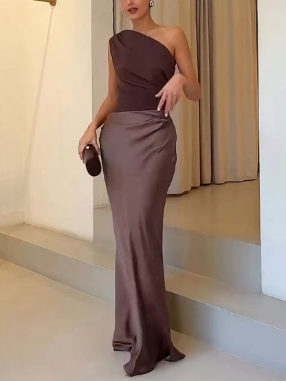 Ondine | One Shoulder Pleated Maxi Dress