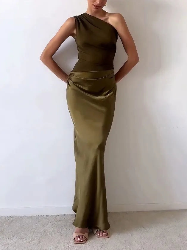 Ondine | One Shoulder Pleated Maxi Dress