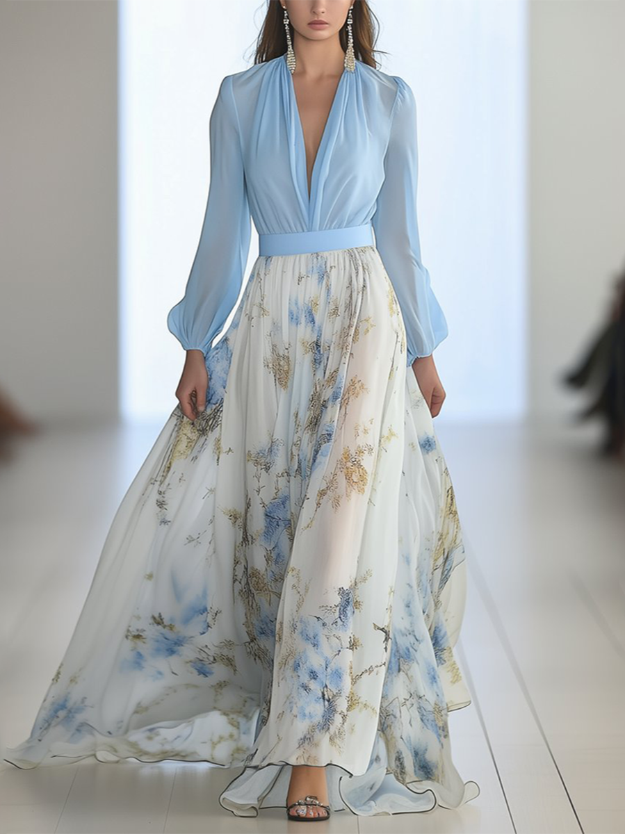 Loriane | Floral V-Neck Maxi Dress
