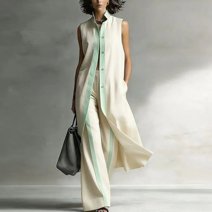 Sleeveless co-ord set with wide-leg trousers, back view