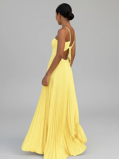 Pernilla | Backless Pleated Cut-Out Maxi Dress