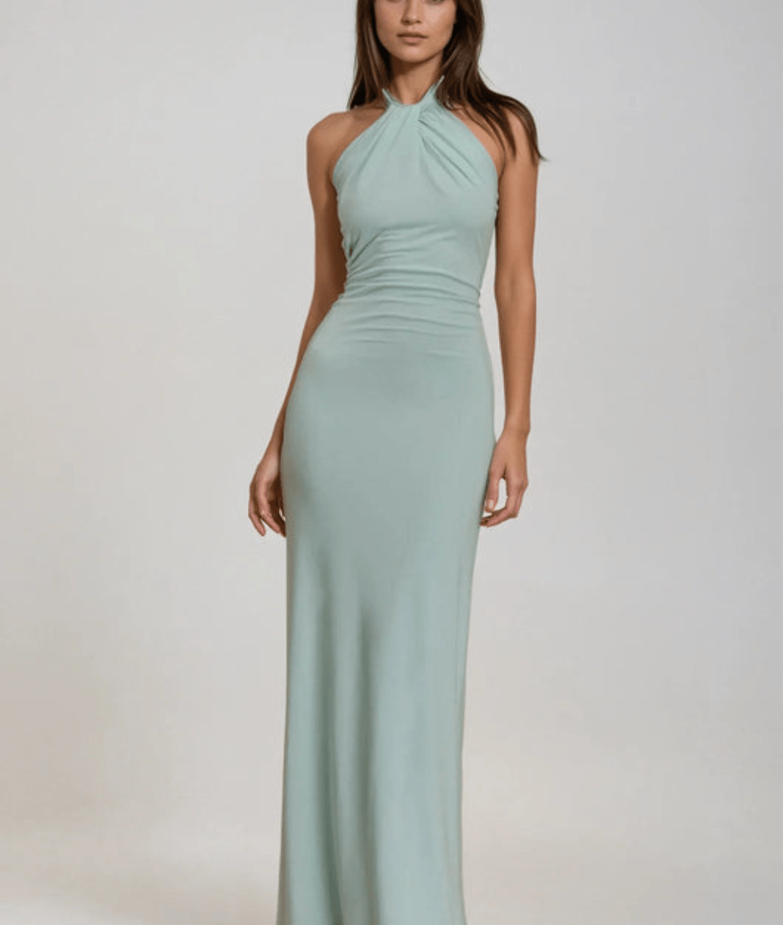 Velmora | Halter Satin Formal Maxi Dress