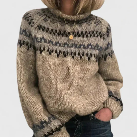 Ingrid Nordic-pattern knit sweater for women