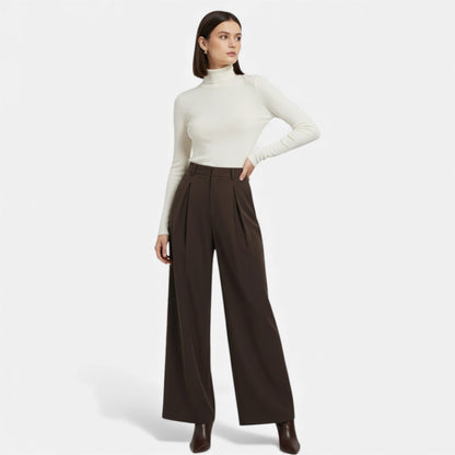 Pleated wide-leg trousers showing jacquard texture