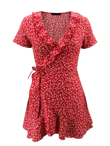 Lorelai floral wrap mini dress side view